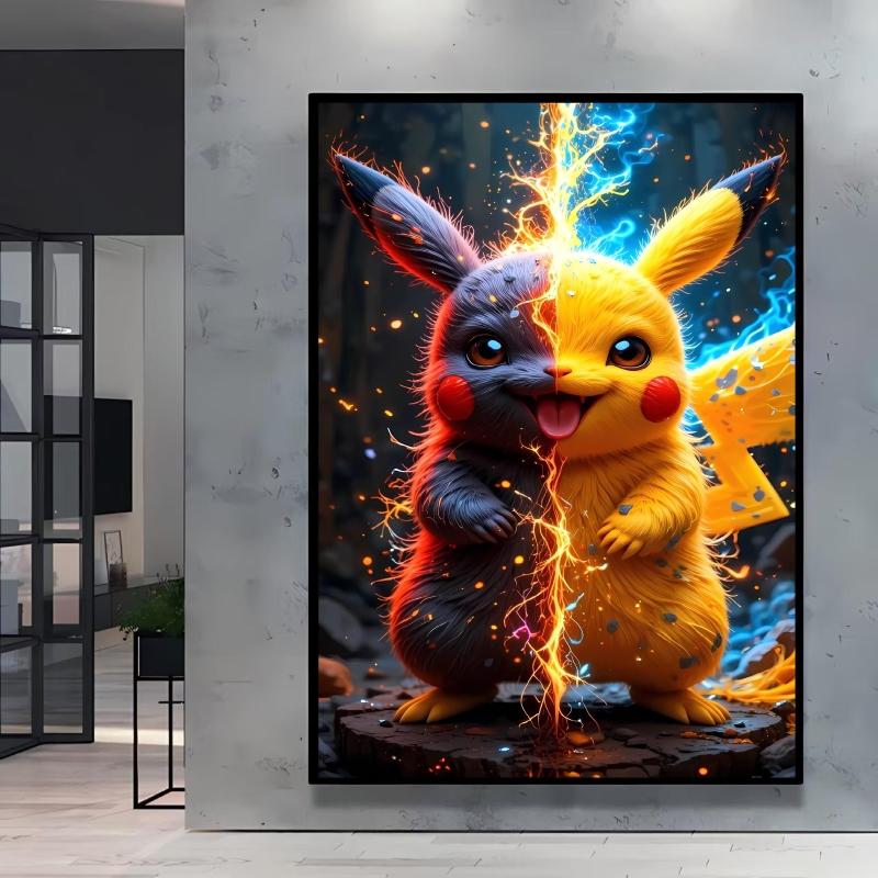 Canvas Poster Pokemon Pikachu Cartoon Picture Lasting Colors Children Gifts Classic Home Living Room Walls Decorative Painting