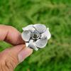 Natural Labradorite 925 Silver Stackable Flower Adjustable Ring For Women