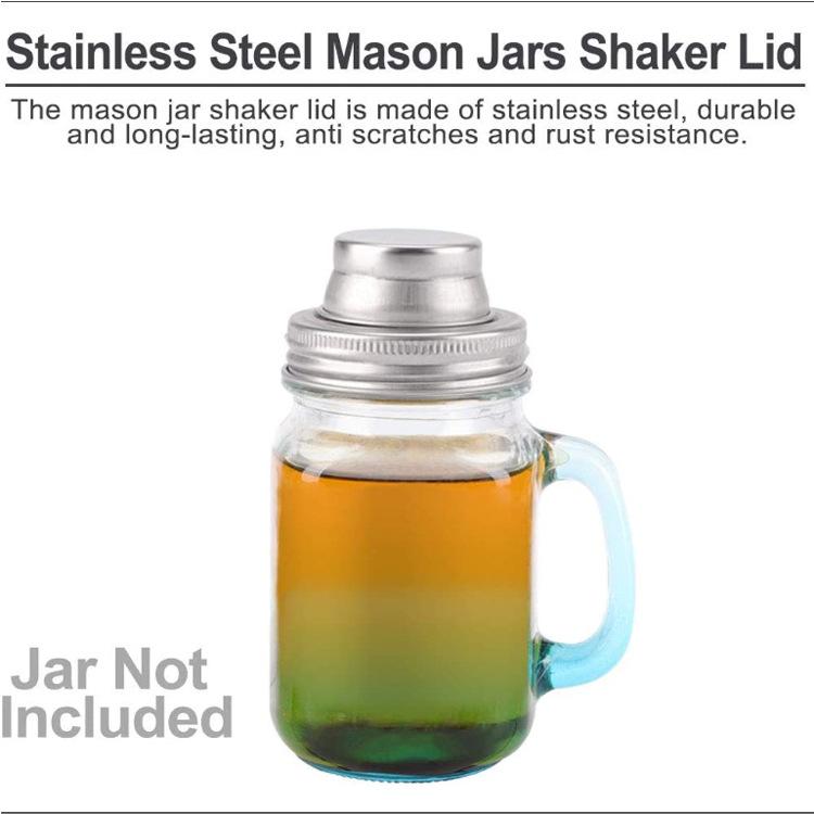 1PCS Stainless Steel Cocktail Shaker Set Mason Jar Shaker Cocktail Pepper Filter Cover
