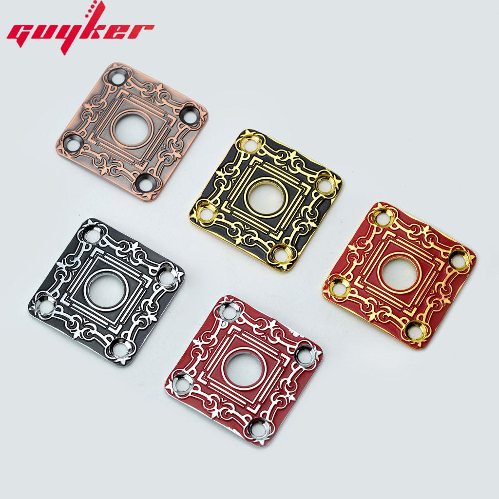 1 Piece Square Curved Stainless Steel Jack Plate Surface Pattern For Electric Guitar Bass