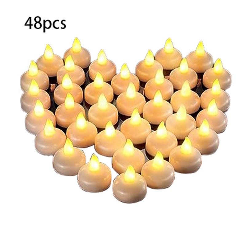 ABWR-48 Flameless Water Candles, Floating Water Electronic Candles, Wedding Party Pool Dinner Candles (Yellow Light) Easy To Use