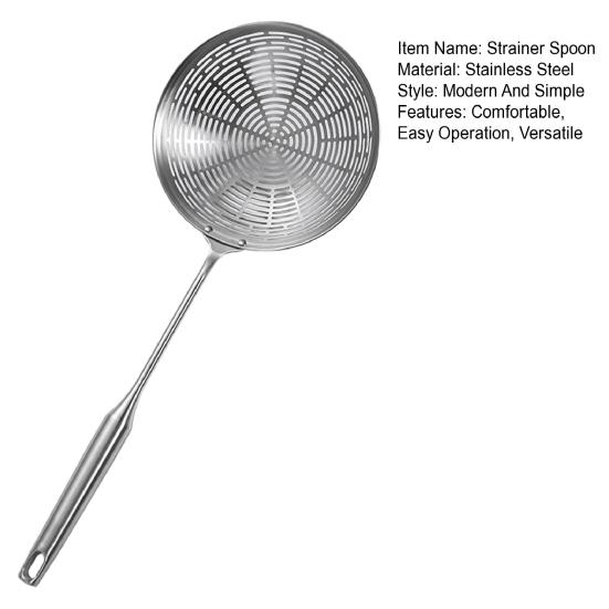 Rostfritt stål Spindel sil Skopa Långskaftad Nät Oljesil Sked för Fritering Pasta & Varmgryta Rostbeständig Köksmatlagning Sked