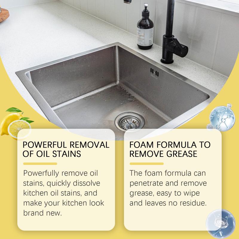 Kitchen Degreasing And Cleaning Spray, Heavy-Duty Degreaser For Range Hoods And Countertops, Household Kitchen Foam Cleaner