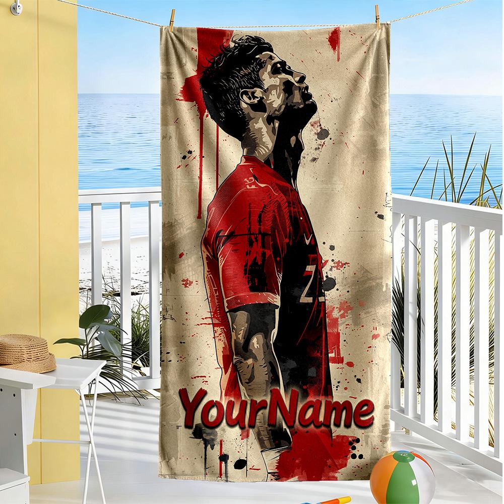 Manchester Customize Text Beach Towel Super Soft & Absorbent Portable for SwimmingBeachCamping Travel Beach AccessoriesGym
