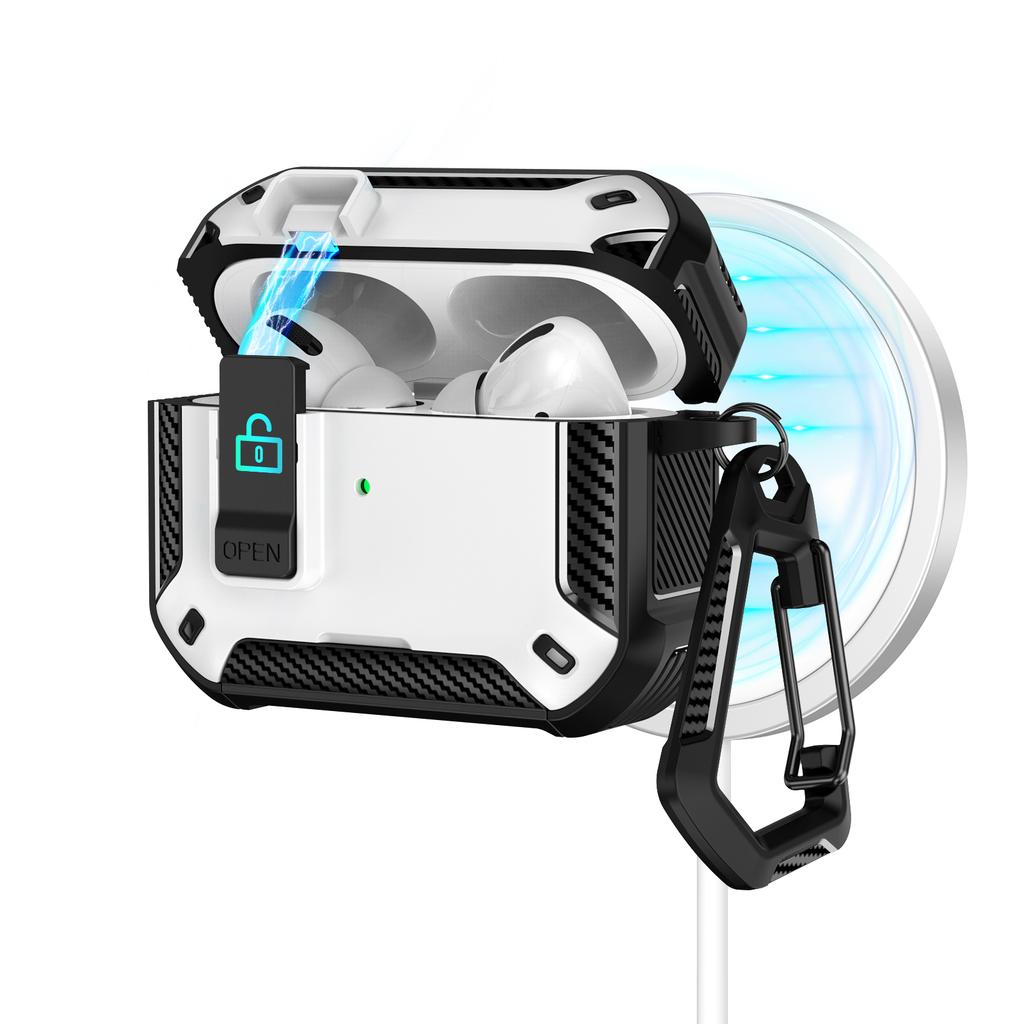 For AirPods Pro 2 Case Compatible with MagSafe TPU PC Earbuds Cover with Carabiner/Stand