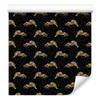 Black and Gold Tropical Pattern Wallpaper, Black, Ochre Background, 50x1000