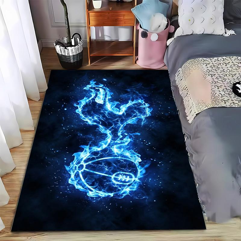 "Blue Flame Soccer Ball Pattern Carpet for Bedroom or Living Room" Suitable for use as an anti-slip for living room bedroom sofas