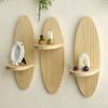 Yousheng Wooden Wall Shelf Boho Wall-mounted Storage Shelf Rustic Floating Oval Shelf Display Plants Pictures Collectibles for Living Room Bedroom