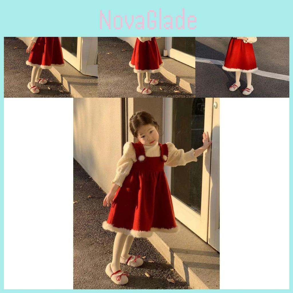 Adorable Korean Children's Red Vest Dress Set For Girls Featuring Cozy Knitted Sweater For Christmas And New Year