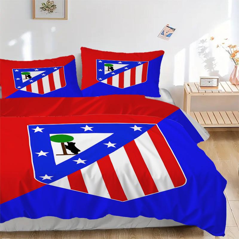 Atletico Madrid Crest Print 3Pcs Bedding Setduvet Cover With 2 Bedropillowcase Home Birthday Gift