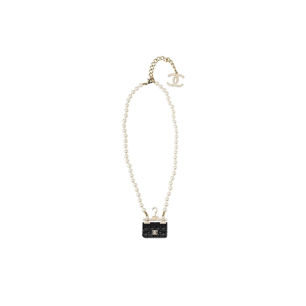 Chanel Fashion Elegant Trendy Metal Necklace Women necklace Gold Black Pearl-White AB9848-B09917-NL697