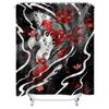High-Quality Decorative Shower Curtains with Japanese Koi Fish Print Black Red Floral Design for Bathroom Decoration Easy Instal