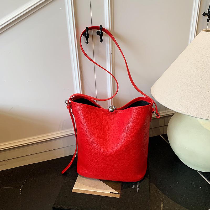 

Жіноча сумка-відро Нова Велика Місткість Модна Повсякденна Сумка на Плече червоний