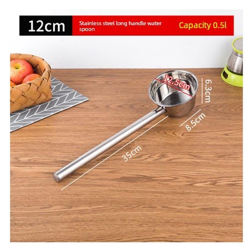 Steel Spoon with Long Handle, Long Ladle for Water, Porridge Spoon, Large Soup Spoon, Thickened Long Spoon, Extra-Long Water Spoon, Water Ladle 12Cm*35Cm Long Handle Water Spoon 430ml]]