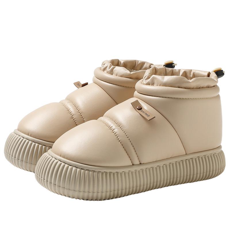 Pu Leather Waterproof Cotton Slippers Indoor Home Household Bag with Warm and Non-slip Plush Spot Cotton Mop