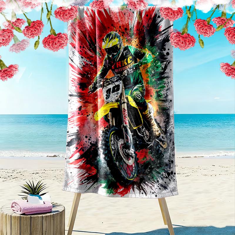 Asciugamano da Spiaggia con Stampa Motor Trail, Asciugamano Grande Morbido ad Asciugatura Rapida per Spiaggia Campeggio Nuoto