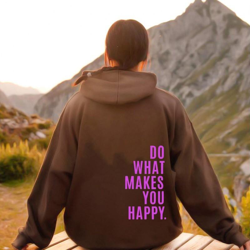 Womens Hooded Sweatshirt Streetwear Loose Fit Long Sleeve Printed Pullover Casual Top