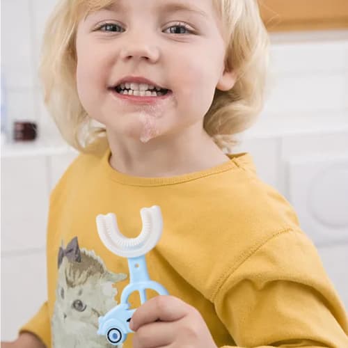 Yulokdwi U-Shaped Silicone Toothbrush, Toddler Toothbrush | Full Mouth Toothbrush with Soft Silicone Bristles, Oral Care for Boys, Girls, Kids, and To