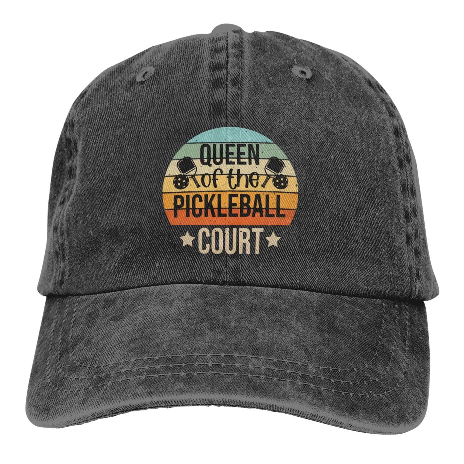 Queen Of The Pickleball Fun Distressed Washed Blue Baseball Cap, Vintage Adjustable Cotton Cap, Funny Retirement Gift For Woman