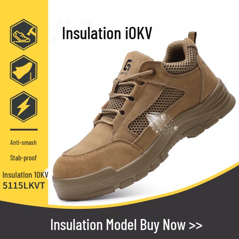 Men's Summer Safety Shoes: Breathable, Anti-Smash, Puncture-Resistant, Steel Toe, 10KV Insulated Electrician Work Shoes