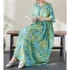 Dimanaf Women Dress Summer Plus Size Beach Sundress Linen Bohemian Print Flowers Fashion Lady Vestidos Loose Casual Long Dress Oversize 9079