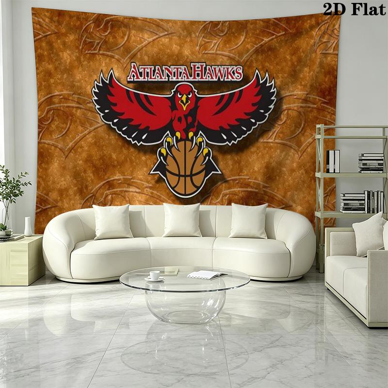 Atlanta Hawks Logo Wall Tapestry Aesthetic Wall Hanging Printed Fabric Blanket Decorative Tapestries for Bedroom Living Room Home Decor