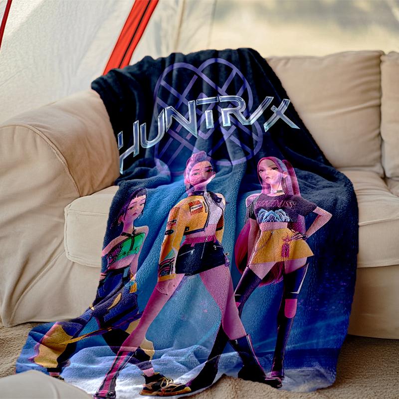 Kpop Demon Hunters Pattern Blanket, Cozy Blanket for All-Season Comfort On Sofas, Beds, Office, Car, Camping and Travel