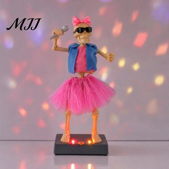 Skeleton Band Performance Toy Scary Animated Decoration, Lighted Halloween Prop Touch Control with Sound for Haunted House, Holiday Party Decor