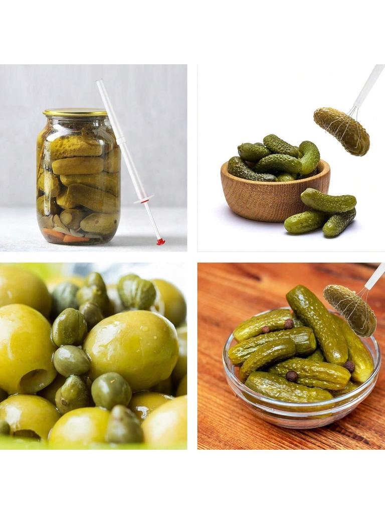 1Pcs Pickle Picker Stainless Steel and Plastic Pickle Pincher 8 Inch Deluxe Pickle Grabber Tool Pickle Jar Fork for Kitchen Food