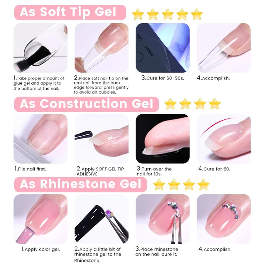 7.5ml Professional UV/LED Nail Extension Glue Nail Adhesive Gel - Press-On Nail Glue for Artificial Nails
