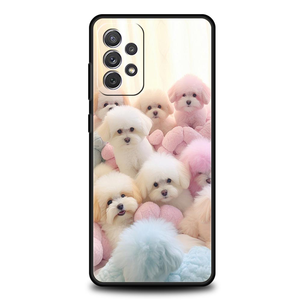 Cute Little Dog Phone Case for Samsung Galaxy A55 A35 A17 A07 A15 A13 A25 A51 A71 A72 A73 A32 A52 A52S A41 5G Soft TPU Shell Bag