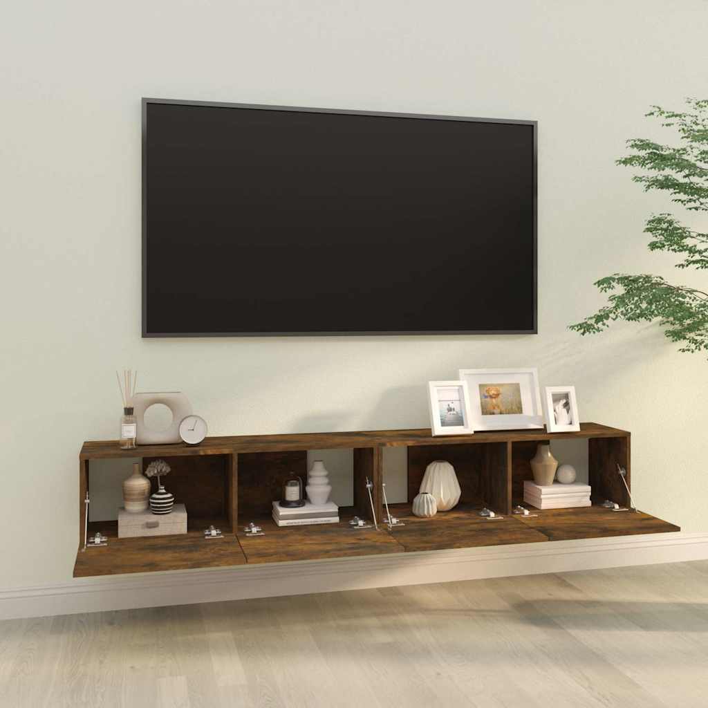 2 Piece TV Wall Cabinets Smoked Oak 100 x 30 x 30 cm Wood Based Material