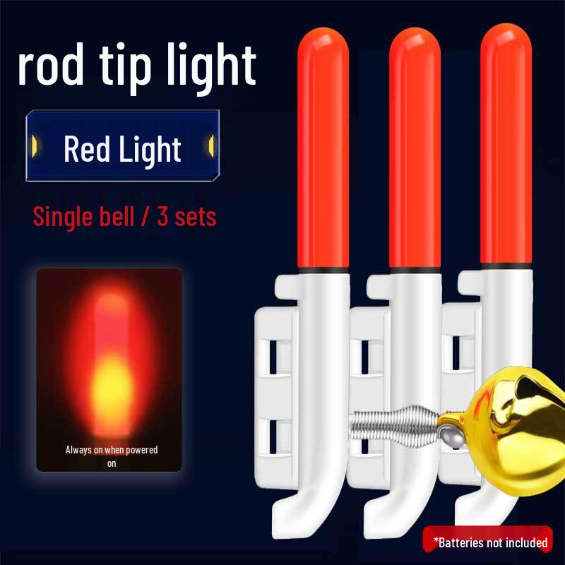 Night Fishing LED Rod Tip Light with Copper Bell - Sea Rod Alarm and Glow Sensor