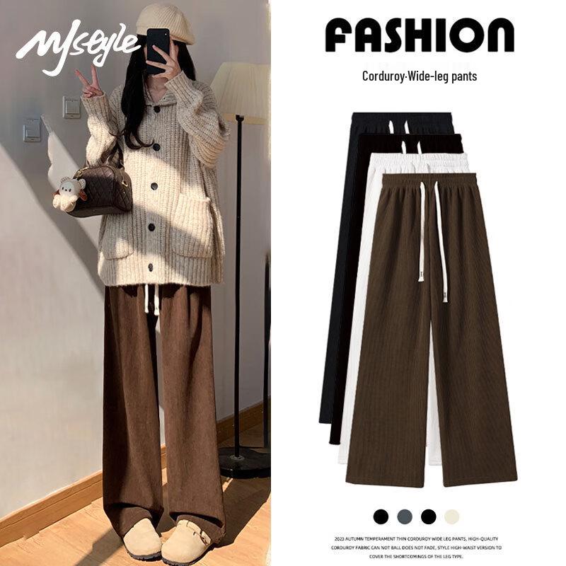 MJ STYLE Damen Winter Plüschgefütterte Cordhose mit geradem Bein