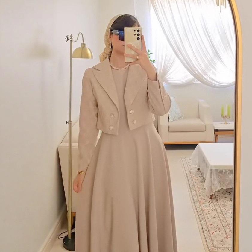 2025 Autumn Women's Long-Sleeved Cardigan & A-line Dress Set - European & American Style