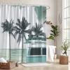 1Pc Vintage Tan Tropical Beach Pattern Shower Curtain, Machine Washable Polyester With Hooks For Bathroom Decoration