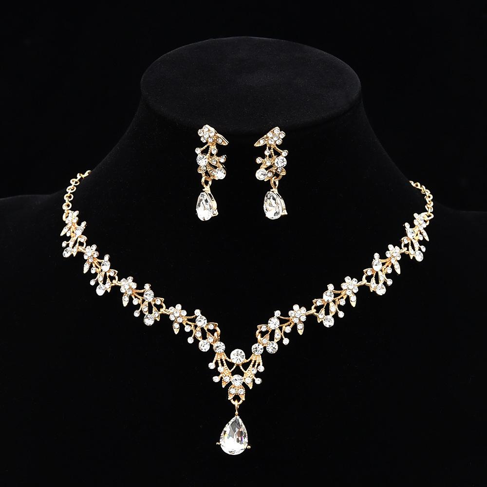 

Модный комплект ожерелья с подвеской в виде капли бриллианта и серег, свадебный банкетный, из страз, кристалл
