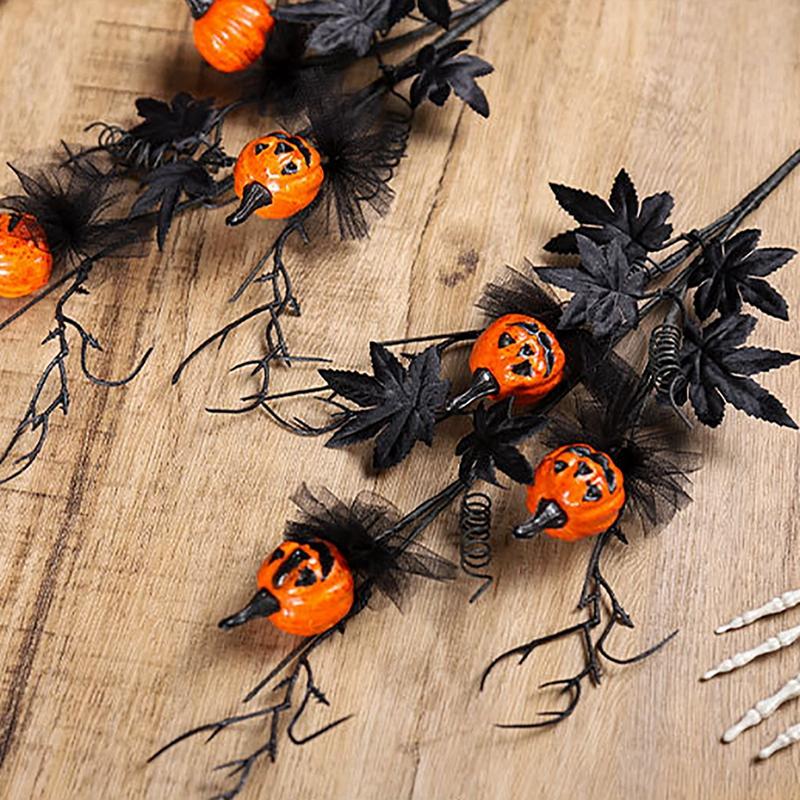 1/3pcs Creative Halloween Black Horror Pumpkin Cuttings Bouquet Decorations for Home Party Decorations