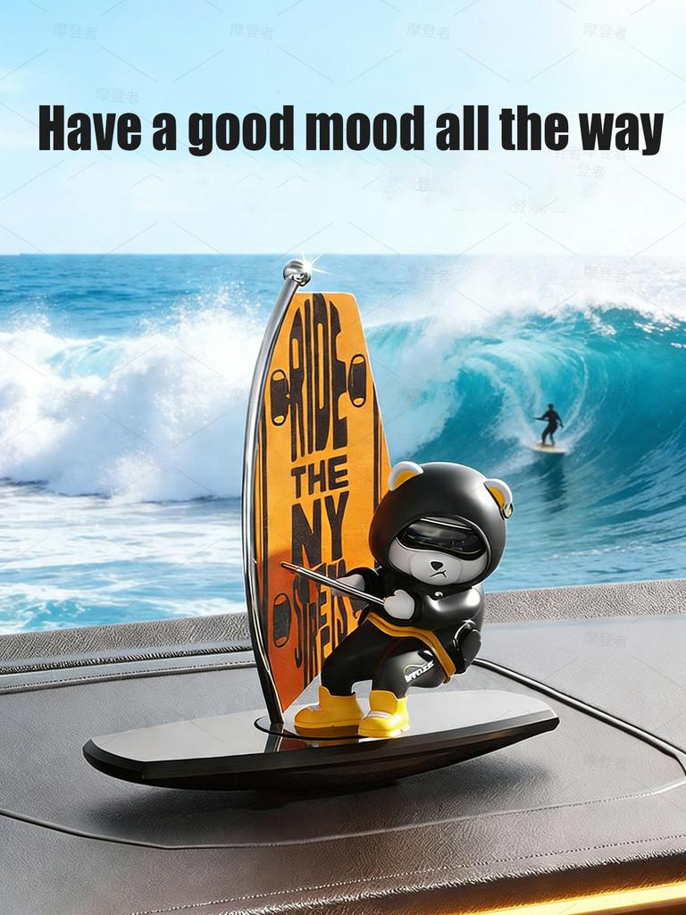 Creative ornament BOBO Bear surfing Car Dashboard Ornament rotational diffusion Aroma Diffuser Creative car Fragrance Interior