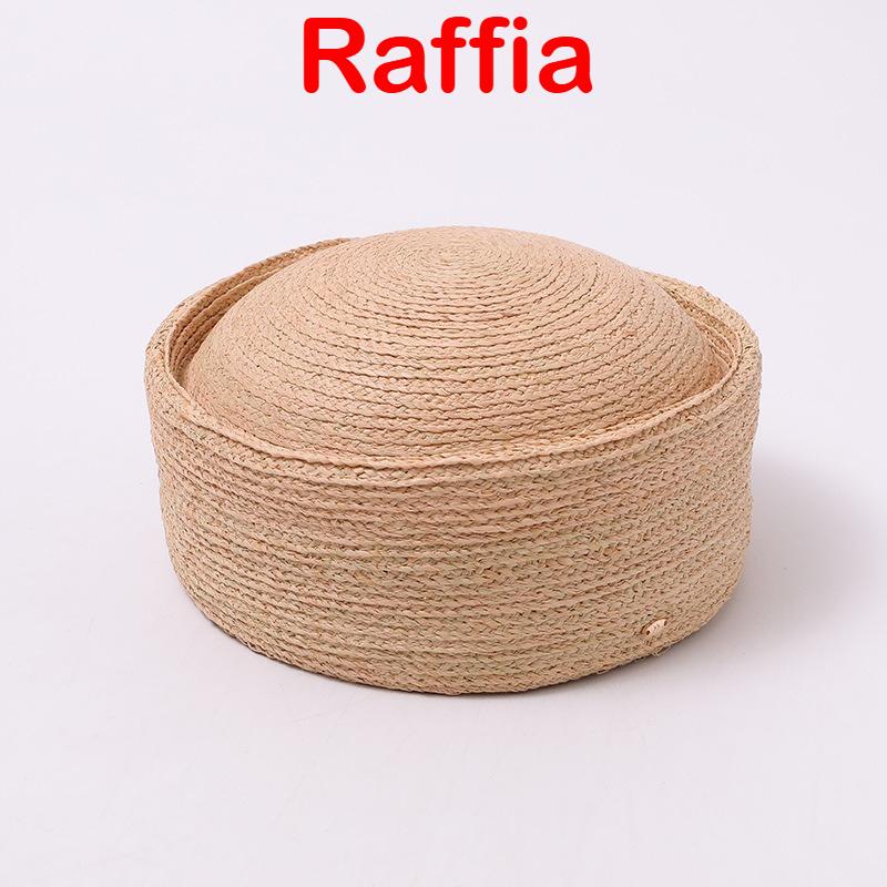 

Blogger Natural Round Raffia Straw Hats for Men Women French Summer Retro Beach Beret Sun Pillbox Sailor Hat Sombrero Para Mujer Adjustable