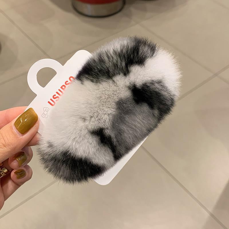 Autumn and Winter Clip Furry Hairpin Korean Super Fairy Plush Hair Accessories Rex Rabbit Fur Super Cute Fur BB Side Clip