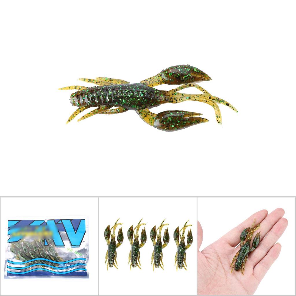 4 ks Tmavě zelené realistické silikonové měkké nástrahy na lov raků (1#)