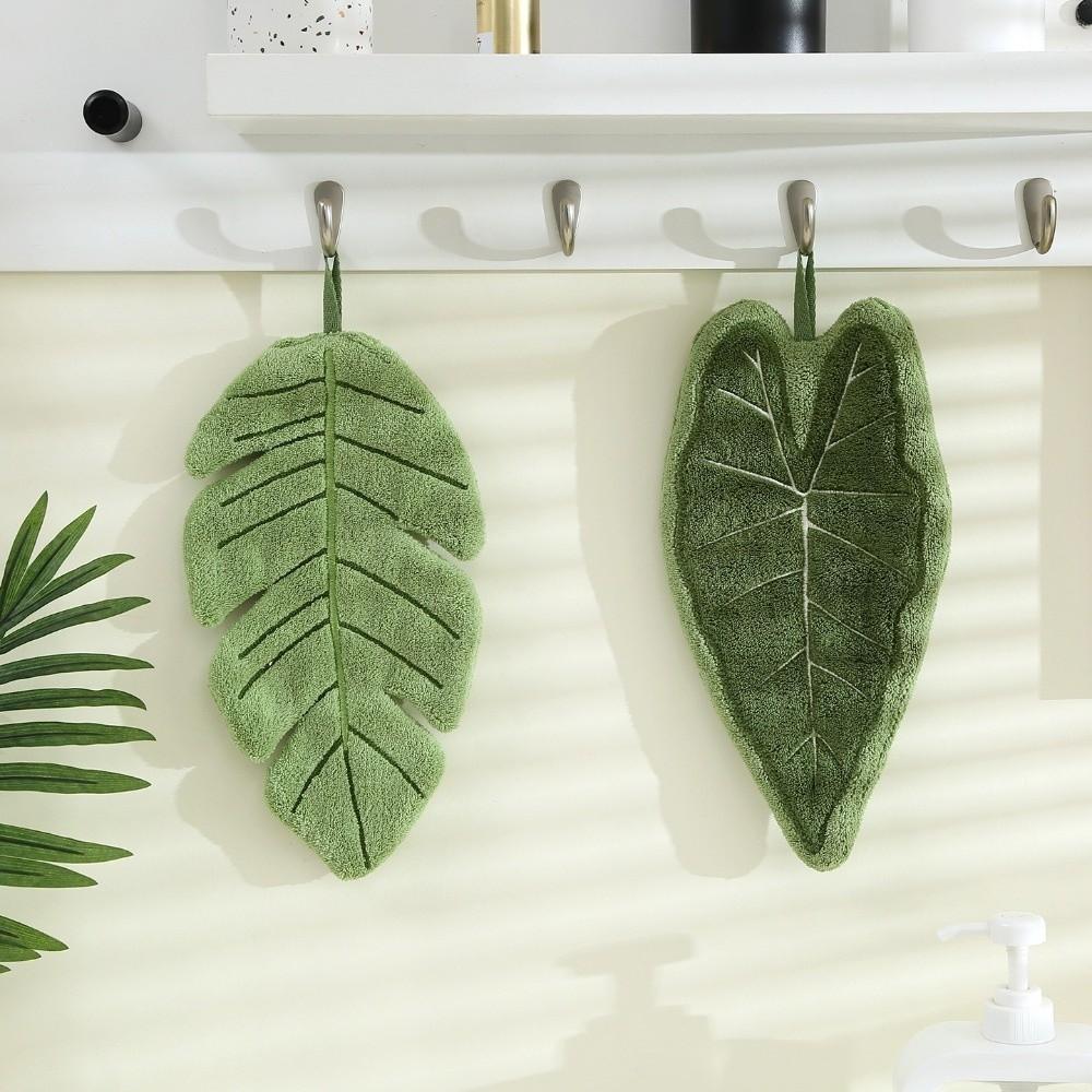 Cartoon Leaf Hand Towel Absorb Water Bathroom Kerchief New Hand Wipe Kitchen