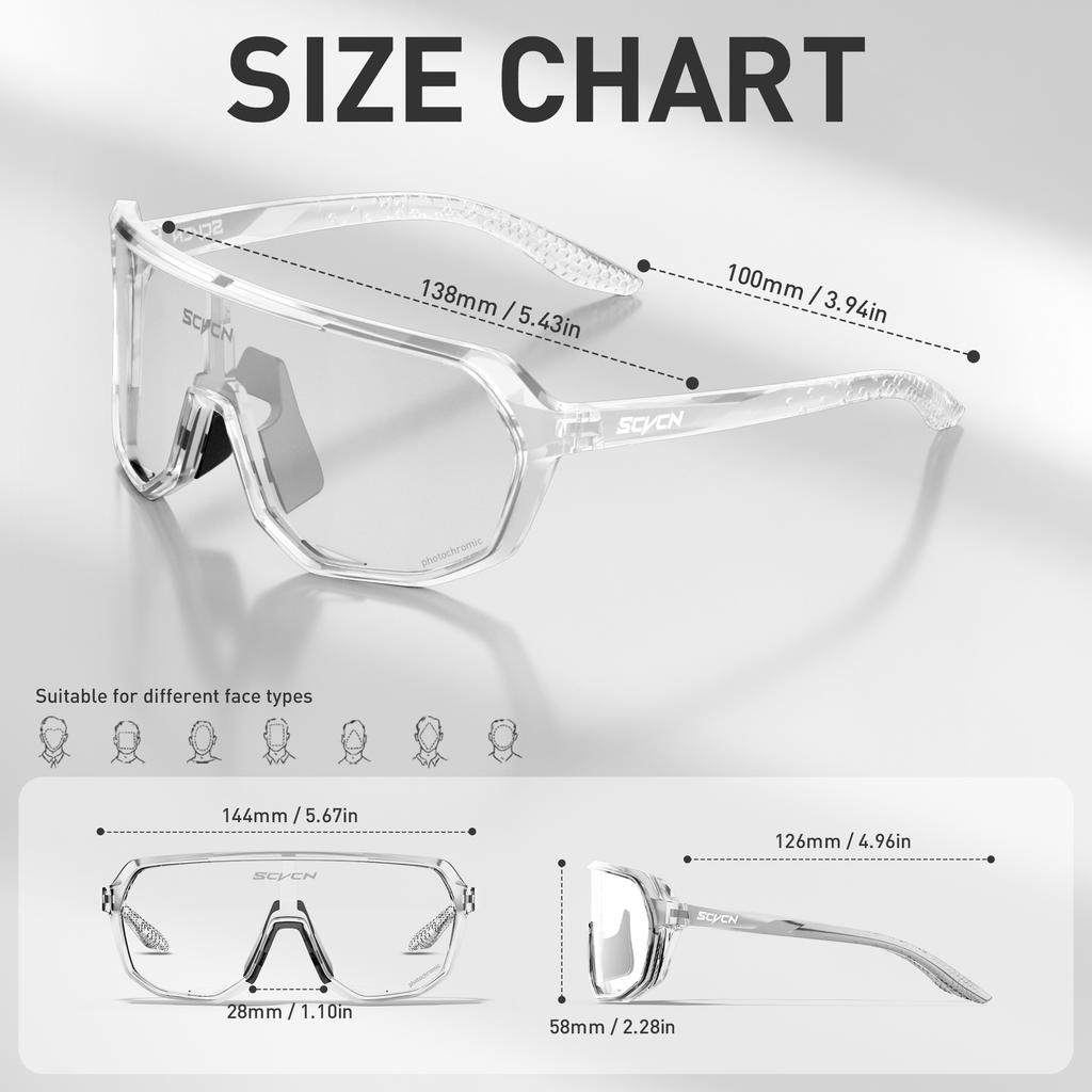 SCVCN Photochromic Sports Sunglasses Polarized Cycling Glasses for Men Mountain MTB Bike Bicycle Goggles UV400 Women Driving