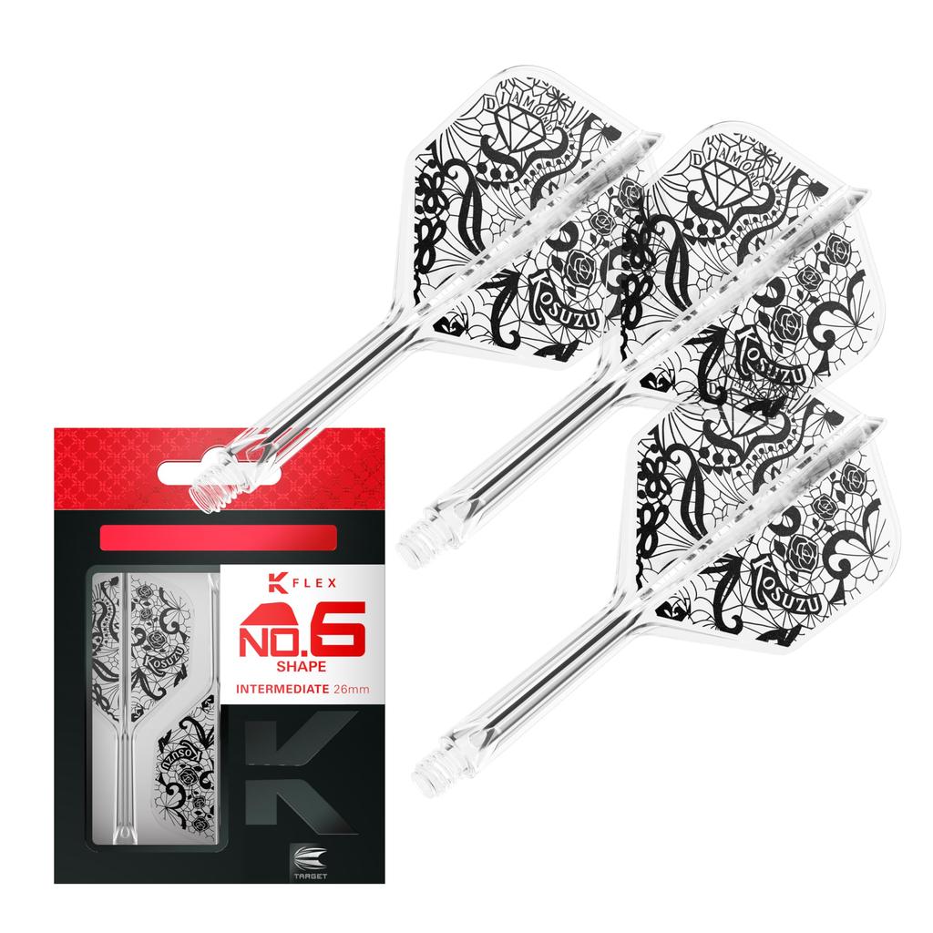 Target Japan DIAMOND FLIGHT Kosuzu Flights and Shafts Clear Shape Design Integrated Shaft and Flight Design Pack of 3 Professional Darts Accessories