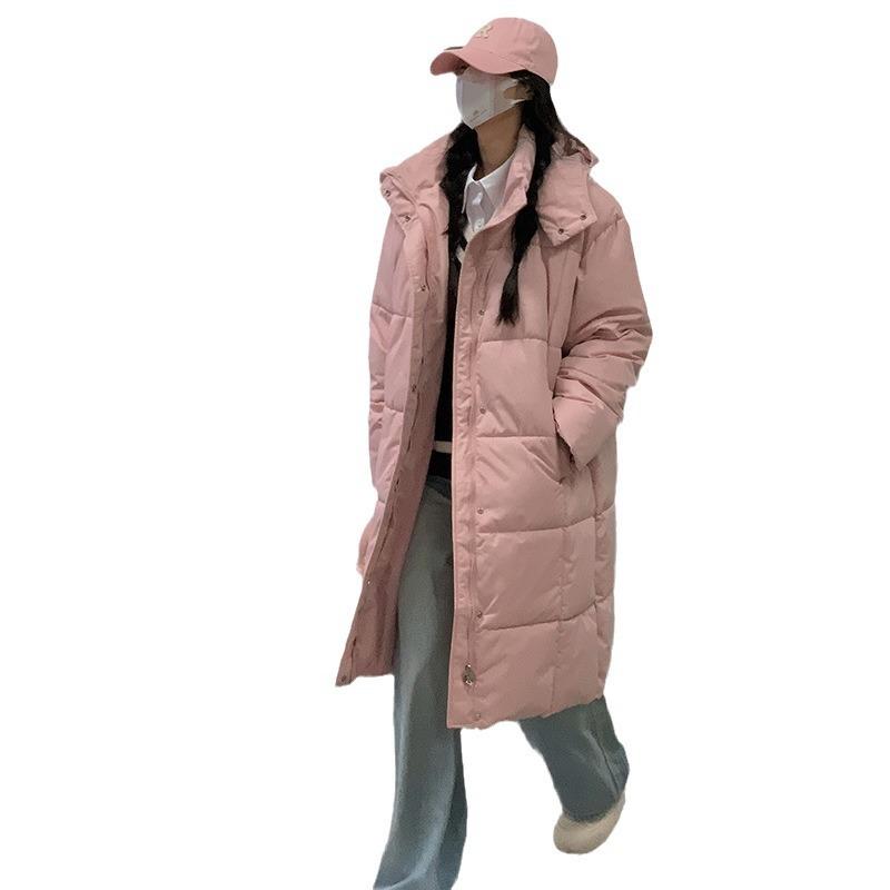Down cotton jacket women's mid-length over the knee 2025 winter new thickened padded jacket Korean version student cotton jacket