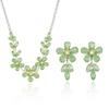 European & American Style Zircon Plum Blossom Necklace & Earrings Set – Green, Transparent, Chic Clavicle Design