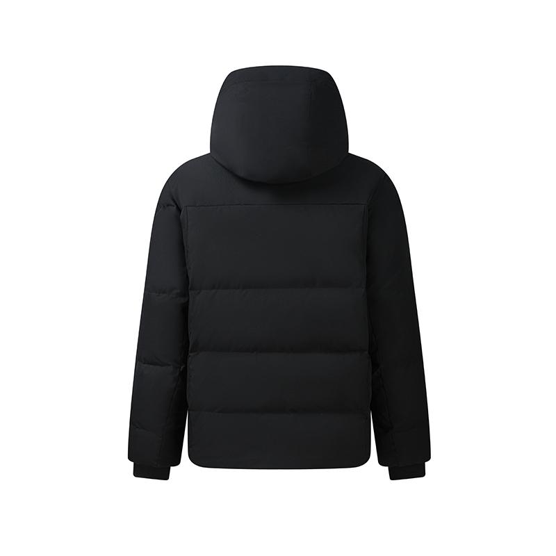 Men's FILA ESSENTIAL Down Jackets Men's Jet Black Hooded (Non-detachable) Moderate Straight Fit