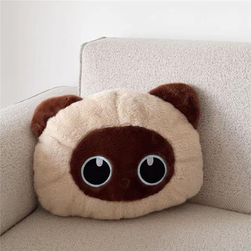 Cartoon Cat Plush Pillow With Embroidered Animal Design For Couch Lounge And Bed Comfort