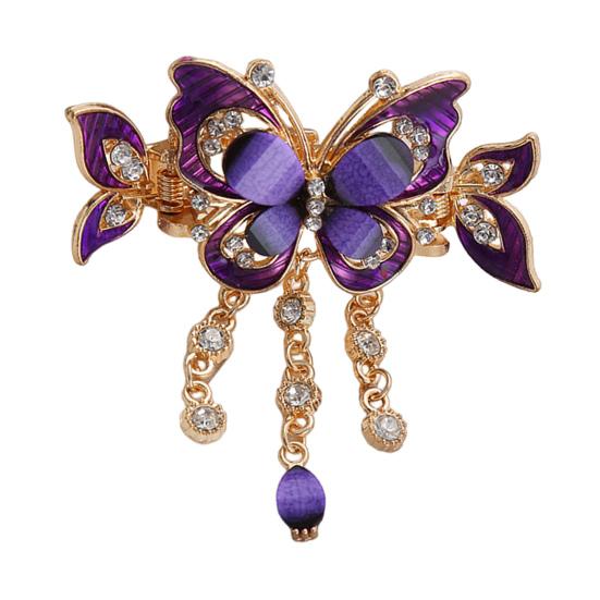 

1/2 шт. Затискач для волосся у формі метелика з ланцюжком-китицею, протиковзкий, блискучий, стрази, кігтик для волосся, інструмент для укладки волосся, аксесуар для волосся 1pc фіолетовий